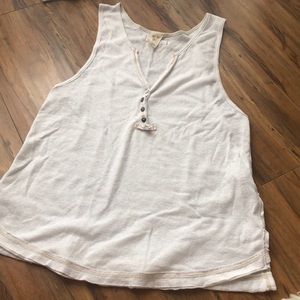 Free People Womens White Henley Tank Top M